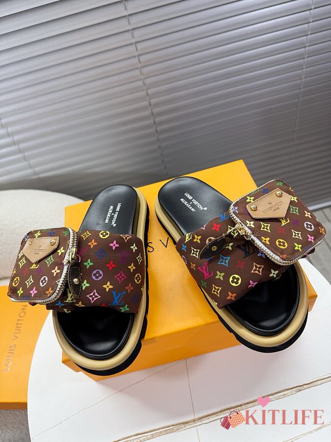 Kitlife Louis Vuitton x TM Pool Pillow Flat Comfort Mule Brown Multicolor - 1