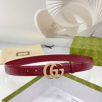 Kitlife Gucci Double-sided Belt In Red With Gold / Silver Buckle 3cm