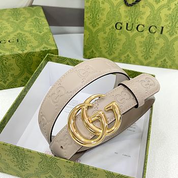 Kitlife Gucci Double-sided Belt In Beige With Gold / Silver Buckle 3cm