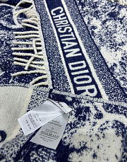 Kitlife Dior Embroidery Pattern Scarf White and Blue 140x140cm - 5