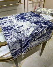 Kitlife Dior Embroidery Pattern Scarf White and Blue 140x140cm - 3
