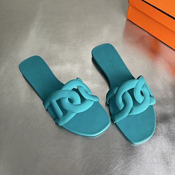 Kitlife Hermes Aloha Green Leather Sandals