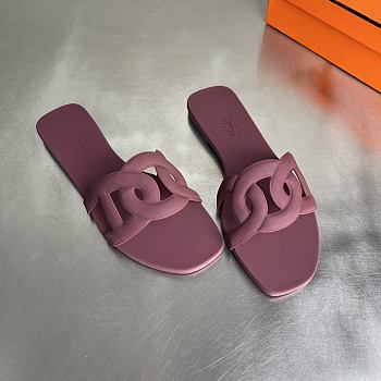 Kitlife Hermes Aloha Burgundy Leather Sandals