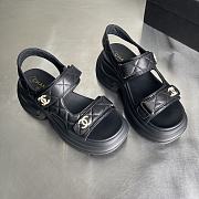 Kitlife Chanel Thick Platform Pattern Sandals Black - 1