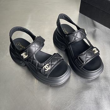 Kitlife Chanel Thick Platform Pattern Sandals Black