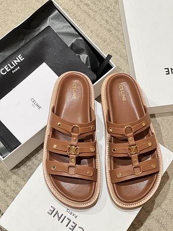 Kitlife Celine 25FW Arc De Triomphe Buckle Slippers Brown