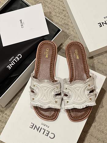 Kitlife Celine 25FW Arc De Triomphe White Denim Slippers
