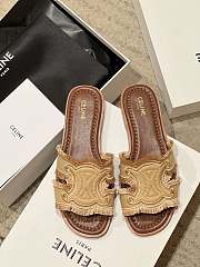 Kitlife Celine 25FW Arc De Triomphe Beige Denim Slippers - 1