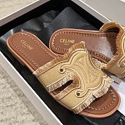 Kitlife Celine 25FW Arc De Triomphe Beige Denim Slippers - 3