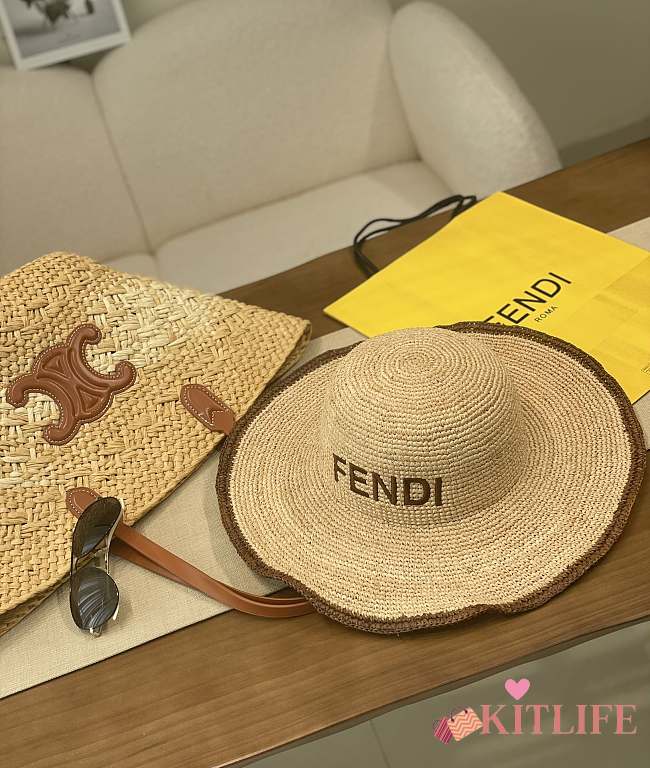 Kitlife Fendi Letter Straw Hat  - 1