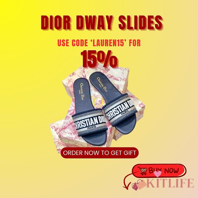 Kitlife Dior Dway Slide Deep Blue Embroidery  - 1