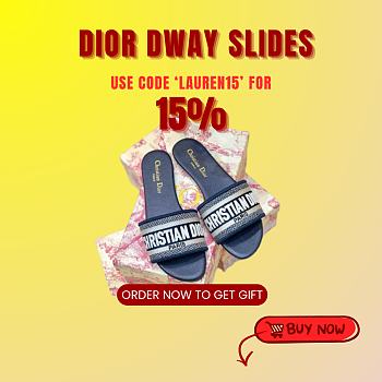 Kitlife Dior Dway Slide Deep Blue Embroidery 