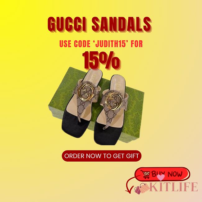 Kitlife Gucci Sandals Beige & Black  - 1