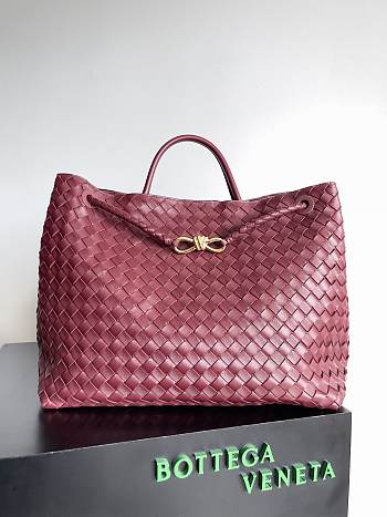 Kitlife Bottega Veneta Andiamo Tote Large Bag Burgundy - 45x22x34 cm