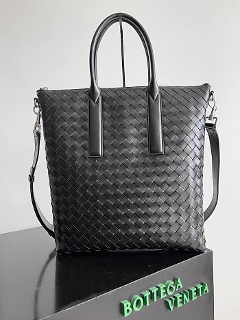 Kitlife Bottega Veneta Intrecciato Zipped North-South Tote Bag Black 815783 39x33.5x8.5cm
