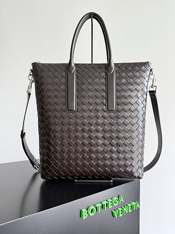 Kitlife Bottega Veneta Intrecciato Zipped North-South Tote Bag Dark Brown 815783 39x33.5x8.5cm