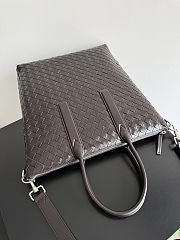 Kitlife Bottega Veneta Intrecciato Zipped North-South Tote Bag Dark Brown 815783 39x33.5x8.5cm - 3