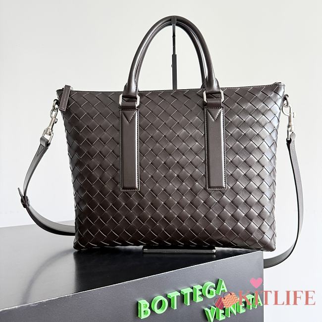 Kitlife Bottega Veneta Intrecciato Soft Briefcase Dark Brown 815784 35x29x7cm - 1