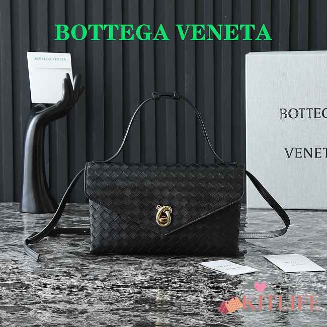 Kitlife Bottega Veneta Knot Lock Bag Black 817191 25x16x5.5cm - 1