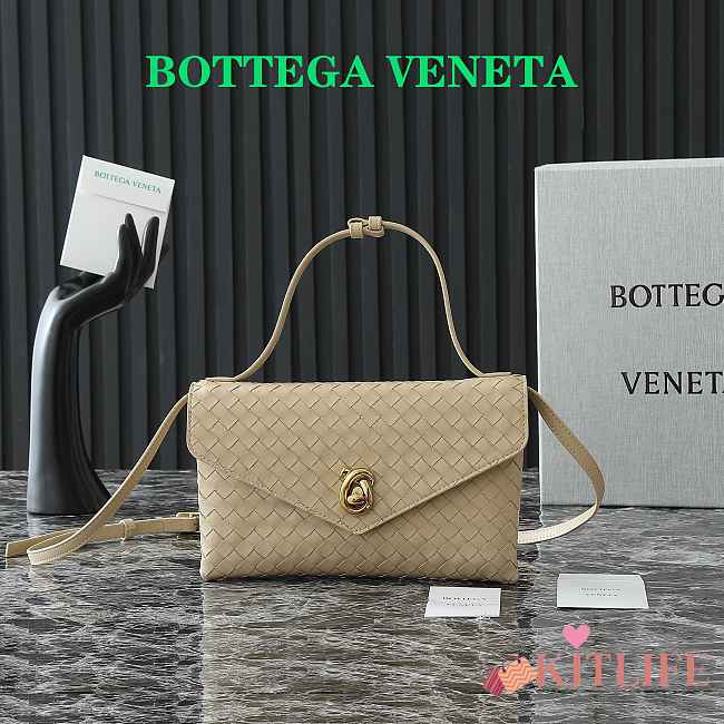 Kitlife Bottega Veneta Knot Lock Bag Beige 817191 25x16x5.5cm - 1