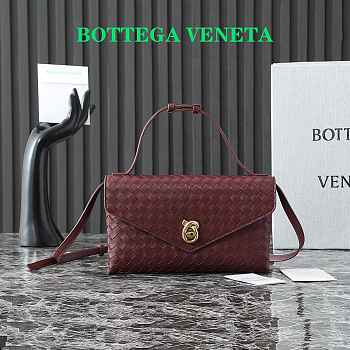 Kitlife Bottega Veneta Knot Lock Bag Burgundy 817191 25x16x5.5cm