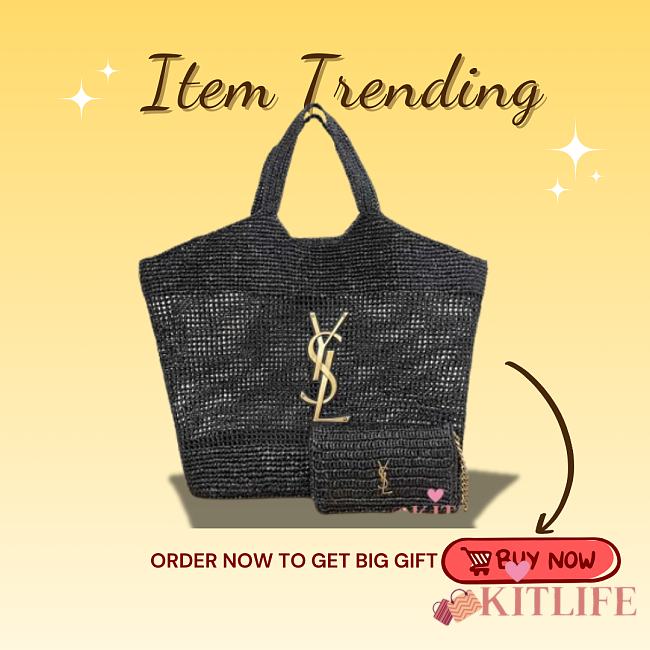 Kitlife YSL Icare In Raffia Black Color Bag - 55x43x5cm - 1