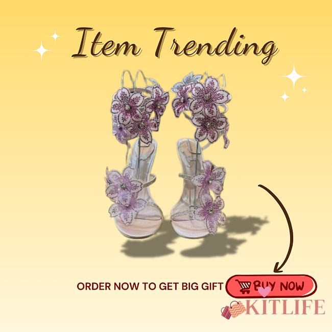 Kitlife Rene Caovilla Floriane Sandals Pink 95mm  - 1