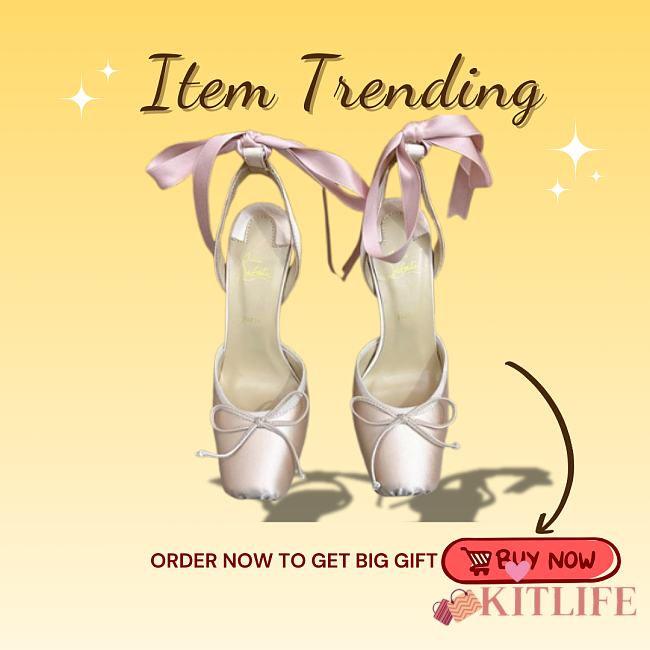 Kitlife Christian Louboutin Cassia Lace Up 100mm Strappy Pumps Crepe Satin Light Pink - 1
