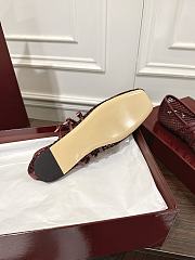 Kitlife Gucci Horsebit-detailed Red Leather-trimmed Mesh Ballet Flat Shoes - 6