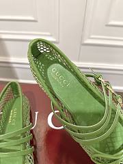 Kitlife Gucci Horsebit-detailed Green Leather-trimmed Mesh Ballet Flat Shoes - 3