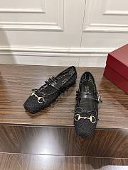 Kitlife Gucci Horsebit-detailed Black Leather-trimmed Mesh Ballet Flat Shoes - 2