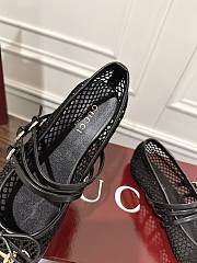 Kitlife Gucci Horsebit-detailed Black Leather-trimmed Mesh Ballet Flat Shoes - 4