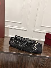 Kitlife Gucci Horsebit-detailed Black Leather-trimmed Mesh Ballet Flat Shoes - 5