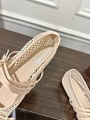 Kitlife Gucci Horsebit-detailed Beige Leather-trimmed Mesh Ballet Flat Shoes - 2