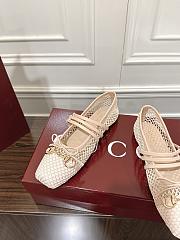 Kitlife Gucci Horsebit-detailed Beige Leather-trimmed Mesh Ballet Flat Shoes - 4