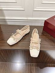 Kitlife Gucci Horsebit-detailed Beige Leather-trimmed Mesh Ballet Flat Shoes - 5