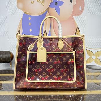 Kitlife Louis Vuitton x TM OnTheGo GM Bag Brown Transparent Monogram Cherry M14306 41x34x19cm