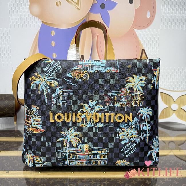 Kitlife Louis Vuitton Shopper Tote Bag Blue Marine N00218 40x16x32cm - 1