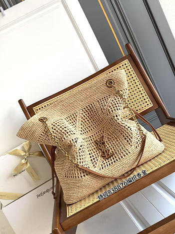 Kitlife Saint Laurent Jamie Shopping Raffia Bag Beige 838876 35x35x10cm