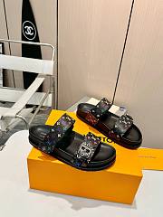 Kitlife Louis Vuitton Bom Dia Flat Comfort Mules Black Multicolor - 3