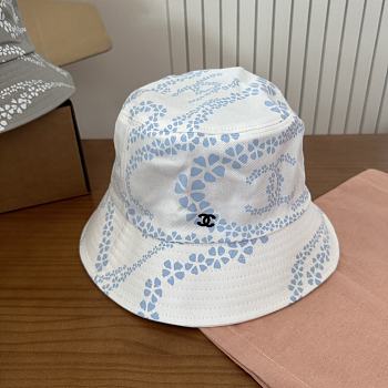 Kitlife Chanel Printed Denim Bucket Hat in White