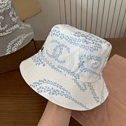 Kitlife Chanel Printed Denim Bucket Hat in White - 5