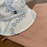 Kitlife Chanel Printed Denim Bucket Hat in White - 3