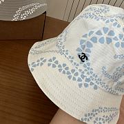 Kitlife Chanel Printed Denim Bucket Hat in White - 2