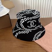 Kitlife Chanel Printed Denim Bucket Hat in Black - 1