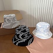 Kitlife Chanel Printed Denim Bucket Hat in Black - 3