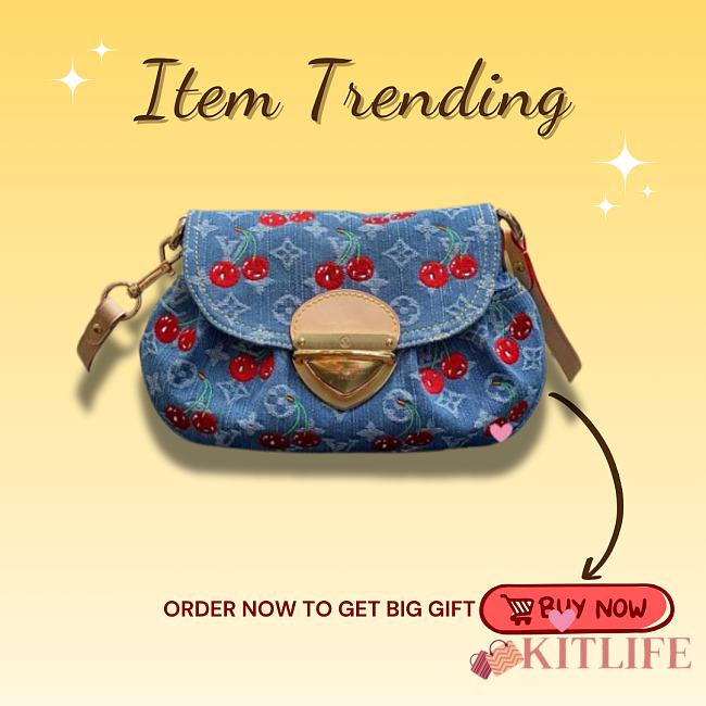 Kitlife Louis Vuitton x TM Sunset Bag With Cherry Blue Denim Monogram M13680 27x18x3cm - 1