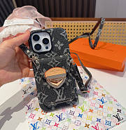 Kitlife Louis Vuitton Black Denim Lock Card Holder Phone Case - 5
