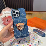 Kitlife Louis Vuitton Blue Denim Lock Card Holder Phone Case - 1