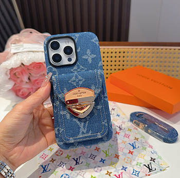 Kitlife Louis Vuitton Blue Denim Lock Card Holder Phone Case